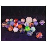 Lot Of 25 Vintage Glass Marbles, Mixed Lot,