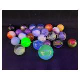 Lot Of 25 Vintage Glass Marbles, Mixed Lot,