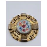 Antique Arts & Crafts Hand Painted Floral Enamel