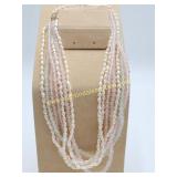 Vntg 7 Strand 14K Clasp Freshwater Pearls & Quartz