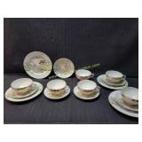Antique KUTANI Japan Geisha Bottom Cups & Saucers