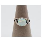 Sterling Silver Opal Ring Size 8-1/2