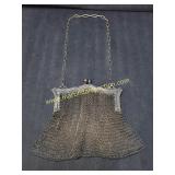 Antique German Silver Mesh Purse Engraved Frame