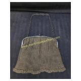 Vintage Silver Tone Mesh Evening Purse Blue