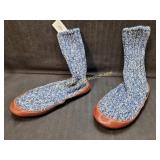 Acorn Slipper Socks Blue Ragg Wool Knit Upper &