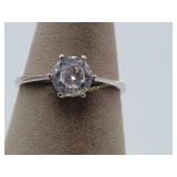Sterling Silver Solitaire CZ Ring Sz 8