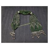Antique Victorian Steel Beaded Miser Purse Green
