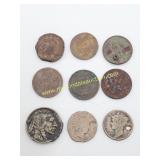 DAMAGED US Coins Mercury Dimes, Wheat Pennies