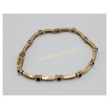 Vintage Gold Tone Bracelet w Blue & Clear CZs