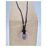 Sterling Silver & CZs Pendant on Velvet Rope