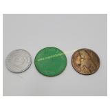 Vintage Tokens - 5 Cent Food Stamp Token, M.A. REI