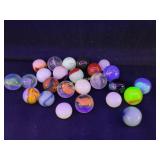 Lot Of 25 Vintage Glass Marbles, Mixed Lot,