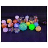 Lot Of 25 Vintage Glass Marbles, Mixed Lot,