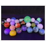 Lot Of 24 Vintage Glass Marbles, Mixed Lot,