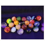 Lot Of 24 Vintage Glass Marbles, Mixed Lot,