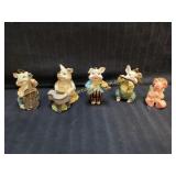 Vintage Resin Pigs Christmas Ornaments