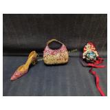 3) Christmas Ornament Sequin Shoe & Bag