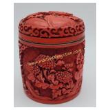Vintage Chinese Carved Cinnabar Lacquer Trinket
