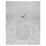 Vintage Lead Crystal Cut Crystal Pitcher and 2)