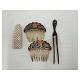 Cloisonnï¿½ Hair Combs, Faux Pearl Hair Barrett and