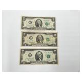 1976 $2 Bills US Currency - 3) Bills to the lot