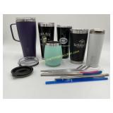 Mix Lot Stainless Steel Tumblers & Straws
