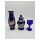 Cobalt Blue Vase, Mini Ginger Jar and Eye Cup