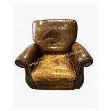 Leather Easy Chair With Recliner Distressed