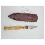 Titan TC-51 Burnt Bone Boot Dagger w Leather