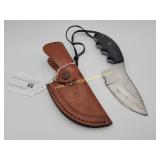 Wood Handle Short Knife w Leather Sheath