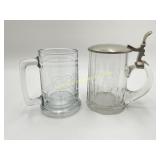 Vintage Etched Glass Stein w Petwer Lid