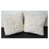 2) Plush Satin Floral Decorator Pillows