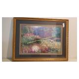 Sofa Size Floral Landscape Print Under Glass,