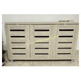 Gray Cabinets with Shelves & Slat Doors - 3 Door