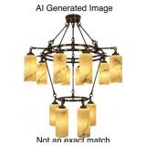 Large 2 Tier 12 Alabaster Cylinders Chandelier