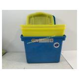 Lot Totes - 2 Yellow and 1) Blue, with lids