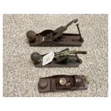 3 Vintage Small Wood Planes Missing Parts