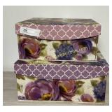 2) Decorative Storage Boxes - Pink Purple Floral,
