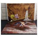 Large Canvas Paintings - Tir-Colored Heron signed