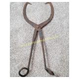 Vintage Large Cast Iron Ice Block or Log Tong