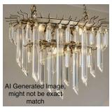 2 Vintage Chandeliers w Large Crystal