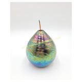 Art Glass Irridescent Teardrop Oil Lamp -