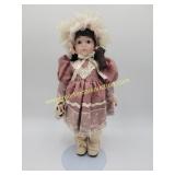 Soft Body Porcelain Doll - Brown Eyes, Mauve Satin