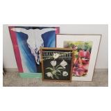 Framed Artwork - Cow Skull Print, Floral Print
