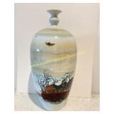 19ï¿½ Ceramic Vase - Asian Sampan and Coastal