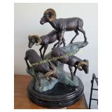 Royal Bronze Big Horn Sheep RAMS DESCENDING