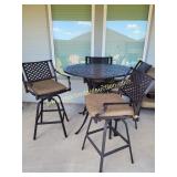 Bar Height Cast Aluminum Patio Table & 4 Swivel