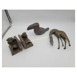 Vintage Brass Tuscan, Broken Giraffe, Monkey