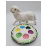 Large Vintage Ceramic Lamb Figurine and Paint