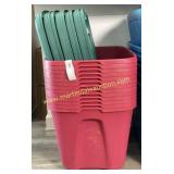 13) Red Totes with Green Lids